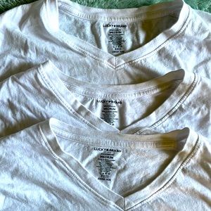 3 Like New Lucky Brand Men’s Medium White V-Necks (worn once)